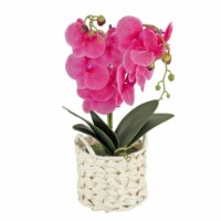 21 Purple Orchid Flower in White Basket