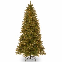 7.5' Feel Real Downswept Douglas Slim Fir Hinged Artificial Christmas Tree Clear Lights