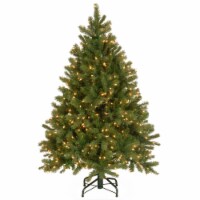 4 1/2'  Feel-Real  Downswept Douglas Fir Hinged Tree with 450 Clear Lights