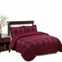 MarCielo 3 Piece Quilted Embroidery Quilts Bedspreads Set Emma