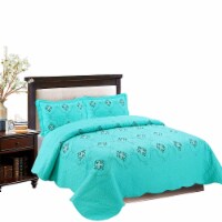 MarCielo 3 Piece Quilted Embroidery Quilts Bedspreads Set Emma Perspective: Main