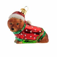 Old World Christmas Dashing Dachshund Puppy Ornament Sweater Stocking Cap 12649