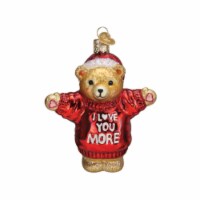 Old World Christmas I Love You More Bear Blown Glass Holiday Tree Ornament