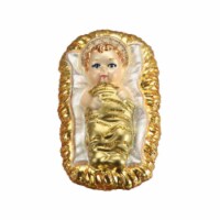 Old World Christmas Baby Jesus In Manger Blown Glass Holiday Ornament For Tree