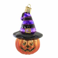 Old World Christmas Witch Pumpkin. Glass Ornament Jack O'lantern 26090