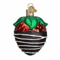 Old World Christmas Chocolate Dipped Strawberry Glass Blown Ornament