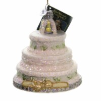 Old World Christmas Wedding Cake. Glass Bride Groom Ornament 32017