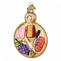 Old World Christmas Charcuterie Board Glass Cheese Bacon Meats Fruits 32486