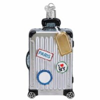 Old World Christmas 4 Inch Rolling Suitcase Glass Travel Luggage Ornament 32577