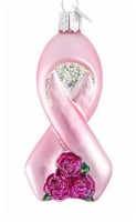 Old World Christmas 36164 Glass Blown Pink Ribbon With Roses Ornament
