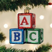Old World Christmas ABC Blocks Glassblown Ornament