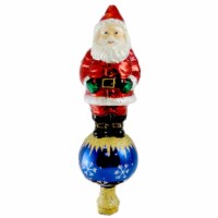 Old World Christmas 12 Inch Santa Tree Top Glass Finial Kris Kringle Claus 50002.