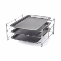 Nifty 3-In-1 Baking Rack with 3 Non-Stick Cookie Sheets – Charcoal & Chrome