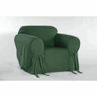 Cotton Duck One Piece Chair Slipcover in Hunter Green