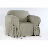 Cotton Twill One Piece Chair Slipcover in Sage Green