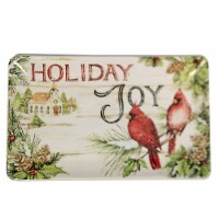 Tabletop Evergreen Christmas Platter Earthenware Cardinal Christmas 28354