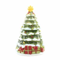 Tabletop Silent Night Cookie Jar Ceramic Christmas Tree Star 28980