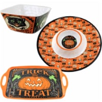 Tabletop Scaredy Cat Hostess Set Melamine Halloween Chip/Dip Platter Bowl 37238