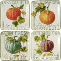 Tabletop Autumn Harvest Canape Plate Set Ceramic Thanksgiving Fall St/4 37250