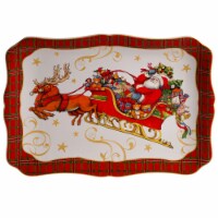 Certified International Red and White Vintage Santa in Sleigh Christmas Rectangular Platter