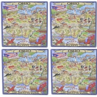Tabletop Ohio Souvenir Coaster Set Stone Buckeye State Map 63680