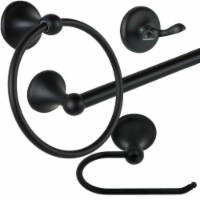 Burton Harbor 4 Piece Matte Black 24-in. Towel Bar Bath Set w/ Euro TP Holder