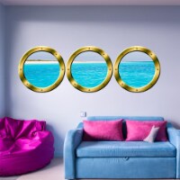VWAQ Cruise Ship Porthole Windows Wall Decals 3D Ocean Wall Art - SPW24