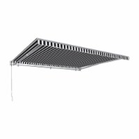 Awntech DTL12-US-KW 12 ft. Destin with Hood Left Motor & Remote Retractable Awning, Black & W