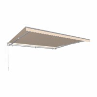 Awntech DTR16-US-LPIN 16 ft. Destin with Hood Right Motor & Remote Retractable Awning, Linen