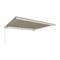 Awntech DTR8-US-LW 8 ft. Destin with Hood Right Motor & Remote Retractable Awning, Linen & Wh