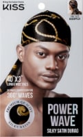 Kiss® Luxe Pattern Power Wave Silky Satin Durag - Black/Gold