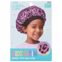 Kiss® Wide Band Kids Satin Bonnet - Pink Leopard