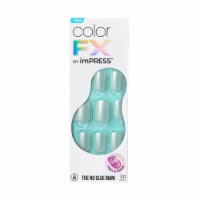 KISS imPRESS No Glue Mani Press On Nails, Color FX, After Hours, Green, Short Squoval, 30 ct Perspective: Main