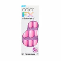 KISS imPRESS No Glue Mani Press On Nails, Color FX, Late Night, Pink, Short Squoval, 30 ct Perspective: Main