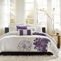 Madison Park Lola 6 Piece Printed Duvet Cover Set, King/ Cal King, Purple