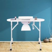 LEIBOU Professional Vented Foldable Manicure Nail Technician Table w/ Fan, White