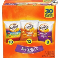 Goldfish Crackers Big Smiles Variety Pack, Cheddar, Colors & Pretzels, Snack Packs, 30 Count Perspective: Main