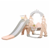 TR LAYNE Indoor/Outdoor Kids 4 Function Slide, Baby Swing & Basketball Hoop Combo.
