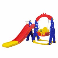 TR LAYNE Indoor/Outdoor Kids 4 Function Slide, Baby Swing & Basketball Hoop Combo.