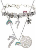 VeryMerryMakering 11th Birthday Gifts for Girls Charm Bracelet and Necklace - Silver