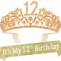VeryMerryMakering Pink 12th Birthday Sash & Tiara for Girls
