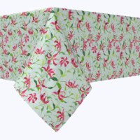 Rectangular Tablecloth, 100% Cotton, 60x104 , Fire Lily Flowers and Leaves