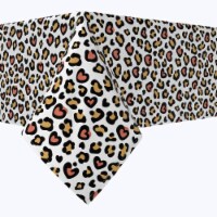 Rectangular Tablecloth, 100% Cotton, 60x84 , Leopard Print Hearts