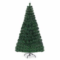 Costway 6/7'Pre-Lit Fiber Optic Christmas Tree 230/280 LED Lights Top Star Green 6Ft,:230