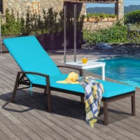 Costway Patio Rattan Lounge Chair Chaise Recliner Back Adjustable w/Cushion Turquoise