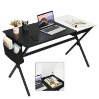 Costway Computer Desk Writing Study Laptop Table w/ Drawer & Storage Bag Walnut\Black Walnut
