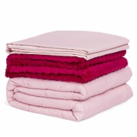 Costway 10lbs Heavy Weighted Blanket 3 Piece Set w/ Hot & Cold Duvet Covers 41''x60'' Pink