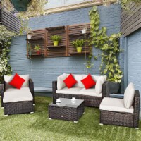 Costway 6PCS Patio Rattan Furniture Set Cushion Sofa Coffee Table White