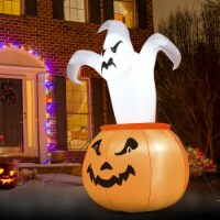 Costway 6 FT Halloween Blow-up Inflatable Ghost in Pumpkin with LED Bulbs Yard Decoration