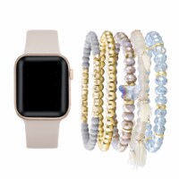 Light Pink Silicone Band & Bracelet Bundle for Apple Watch 1,2,3,4,5,6 & SE - Size 42mm/44mm
